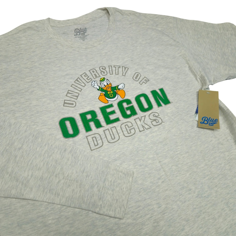 University of Oregon Ducks Tshirt XL Warm Gray‎ LS Donald Duck Mascot Blue 84